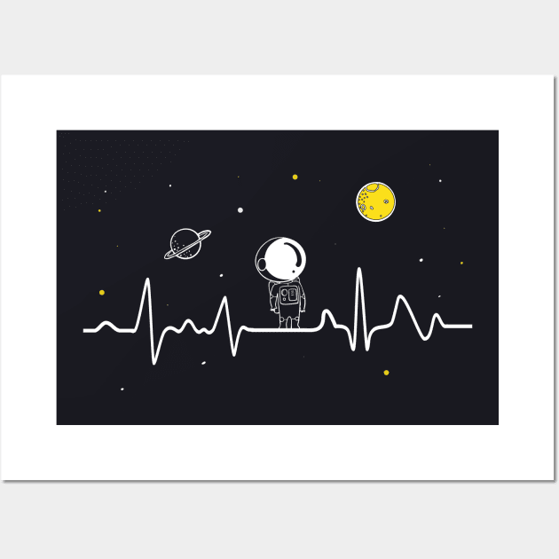 Astronaut Heartbeat Pulse Wall Art by Foxxy Merch